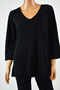 Karen Scott Women V-Neck 3/4 Sleeve Luxsoft Black Knit Tunic Sweater Top Plus 3X