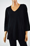 Karen Scott Women V-Neck 3/4 Sleeve Luxsoft Black Knit Tunic Sweater Top Plus 3X