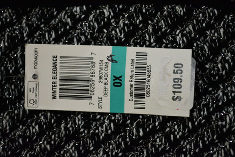 New Charter Club Women Metallic Black Open Front Knit Cardigan Shrug Top Plus 2X - evorr.com