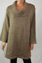 New Karen Scott Womens Cowl Neck 3/4 Sleeve Brown Knit Tunic Sweater Top Plus 2X
