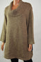 New Karen Scott Womens Cowl Neck 3/4 Sleeve Brown Knit Tunic Sweater Top Plus 2X
