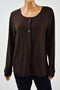 Karen Scott Women Long Slv Cotton Brown Open Front Sweater Cardigan Shrug Top M