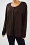 Karen Scott Women Long Slv Cotton Brown Open Front Sweater Cardigan Shrug Top M