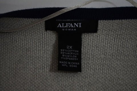 $109! Alfani Women's Blue Open Front Draped Sweater Cardigan Shrug Top Plus 2X - evorr.com