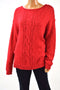 American Living By Ralph Lauren Women's Long-Sleeve Red Cable Knit Sweater Top L