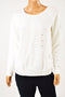 New Karen Scott Women Long Sleeve Crew Neck White Cable-Knit Sweater Top Size XS