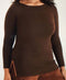 Lauren Ralph Lauren Women Boat Nk Wool Blend Brown Knit Tunic Blouse Top Plus 1X