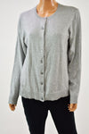 New Karen Scott Women Gray Heather Button Down Knit Sweater Cardigan Shrug Top M