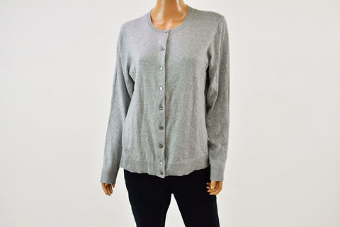 New Karen Scott Women Gray Heather Button Down Knit Sweater Cardigan Shrug Top M