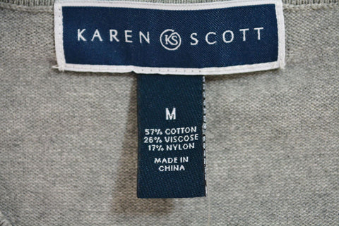 New Karen Scott Women Gray Heather Button Down Knit Sweater Cardigan Shrug Top M