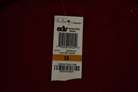 New Charter Club Women's Red Long Sleeve Button Front Cardigan Shrug Top Plus 3X - evorr.com