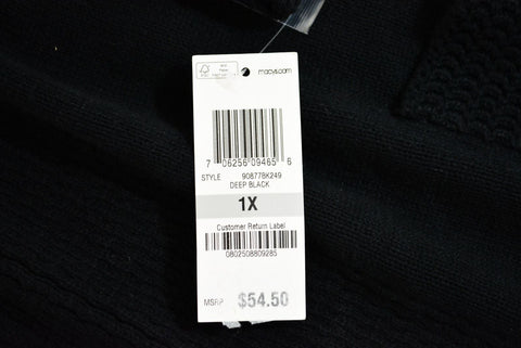 Karen Scott Womens Shawl Collar Black Open Front Knit Cardigan Shrug Top Plus 1X