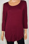 New JM Collection Women 3/4 Sleeve Scoop Neck Stretch Purple Tunic Blouse Top M