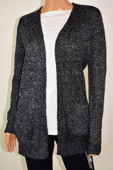 Karen Scott Women's Long Sleeve Gray Open Front Marled Knit Cardigan Shrug Top L