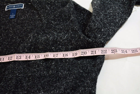 Karen Scott Women's Long Sleeve Gray Open Front Marled Knit Cardigan Shrug Top L