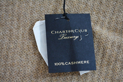 Charter Club Women's Open Front Cashmere Beige Luxury Vest Cardigan Shrug Top XL