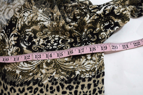 JM Collection Women's Open Front Brown Animal Print Duster Cardigan Shrug Top M