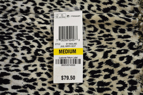 JM Collection Women's Open Front Brown Animal Print Duster Cardigan Shrug Top M