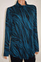 JM Collection Women's Long-Sleeve Blue Printed Stretch Turtle Neck Tunic Top XL