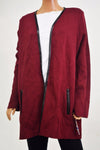 Charter Club Women Open-Front Cotton Red Faux-Leather Trim Cardigan Shrug Top XL