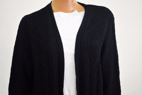 New Karen Scott Women's Open-Front Black Cable-Knit Duster Cardigan Shrug Top XL
