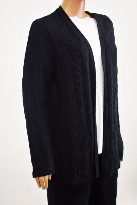 New Karen Scott Women's Open-Front Black Cable-Knit Duster Cardigan Shrug Top XL