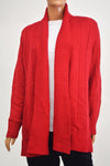 Charter Club Women's Shawl Collar Red Open-Front Textured Cardigan Shrug Top XL