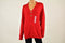 Charter Club Women's V-Neck Long Slv Red Henley Buckled Knit Sweater Top Plus 2X