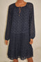 Michael Kors Women Long Sleeves Blue Paisley Print Peasant Tunic Blouson Dress L