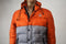 New Gerry Mens Full Zip Gray Orange Color Block Hooded Down Puffer Jacket Coat M