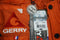 New Gerry Mens Full Zip Gray Orange Color Block Hooded Down Puffer Jacket Coat M