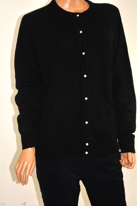 Karen Scott Women's Long-Sleeves Black Luxsoft Button-Down Cardigan Shrug Top L