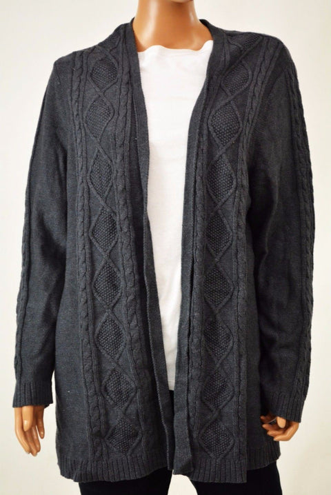 Karen Scott Women's Open Front Gray Heather Cable Knit Duster Cardigan Shrug 2XL
