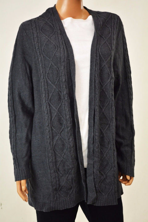 Karen Scott Women's Open Front Gray Heather Cable Knit Duster Cardigan Shrug 2XL