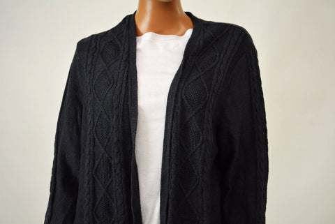 Karen Scott Women's Open Front Gray Heather Cable Knit Duster Cardigan Shrug 2XL