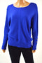 New Alfani Women's Dolman-Sleeves Blue Ribbed Buttoned-Cuff Sweater Top Petite L