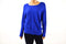 New Alfani Women's Dolman-Sleeves Blue Ribbed Buttoned-Cuff Sweater Top Petite L