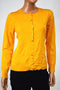 August Silk Women Long Sleeve Silk Blend Yellow Button-Down Cardigan Shrug Top L