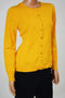 August Silk Women Long Sleeve Silk Blend Yellow Button-Down Cardigan Shrug Top L