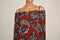 INC Concepts Women's Stretch Brown Paisley Print Off the Shoulder Blouse Top XL