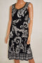 JM Collection Womens Stretch Black Paisley Embellish Wear To Work A-Line Dress L