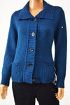 New Karen Scott Women's Wing Collar Teal Blue Button Front Cardigan Shrug Top S