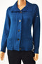 New Karen Scott Women's Wing Collar Teal Blue Button Front Cardigan Shrug Top S