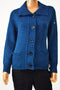New Karen Scott Women's Wing Collar Teal Blue Button Front Cardigan Shrug Top S