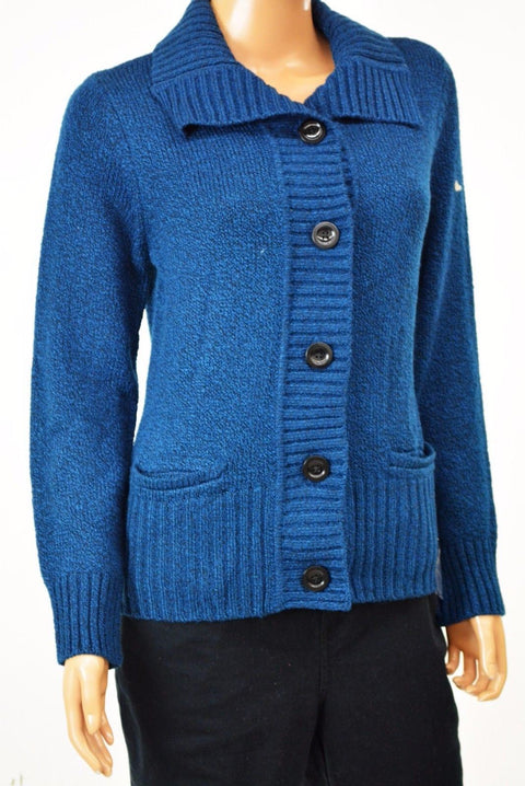 New Karen Scott Women's Wing Collar Teal Blue Button Front Cardigan Shrug Top S