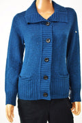 New Karen Scott Women's Wing Collar Teal Blue Button Front Cardigan Shrug Top S