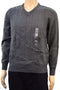 John Ashford Mens Long-Sleeve Charcoal Gray Striped Ribbed V-Neck Knit Sweater L - evorr.com