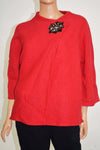 JM Collection Women's 3/4 Sleeve Wool Red Rhinestone Embellish Cardigan Jacket M