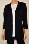 New Karen Scott Women's 3/4 Sleeves Cotton Black Open Front Cardigan Shrug Top M