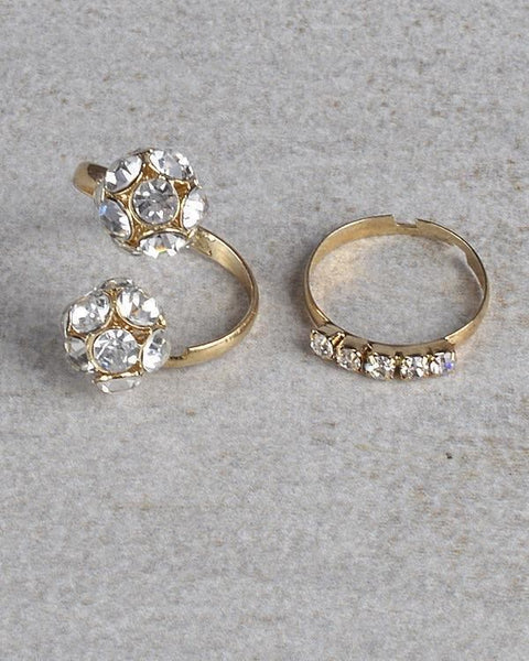 Adjustable Crystal Cluster Rings - Set of 2